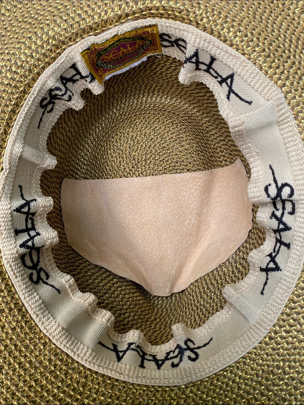 Scala unisex Straw Fedora Hat with Brown Leather Band